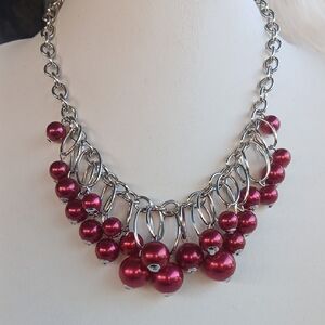 Paparazzi Silver and Red Beaded Necklace